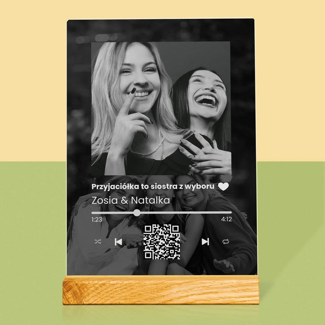 Zdjęcie I Podpis: Spotify Z Kodem Qr Dla Przyjaciółki - Wydruk Na Szkle Akrylowym
