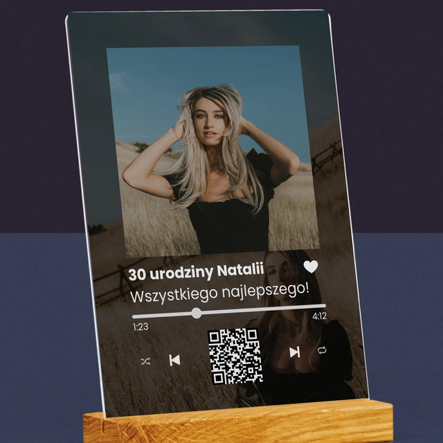 Zdjęcie I Podpis: Spotify Z Kodem Qr Na Urodziny - Wydruk Na Szkle Akrylowym