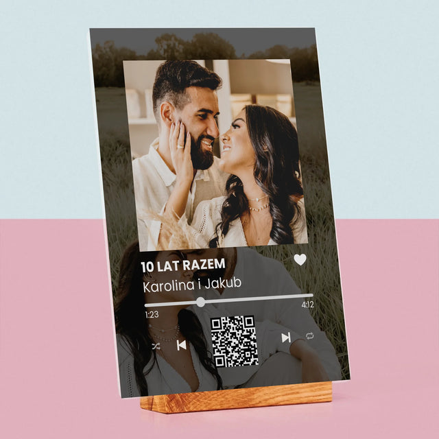 Zdjęcie I Podpis: Spotify Z Kodem Qr Na Rocznicę - Wydruk Na Szkle Akrylowym