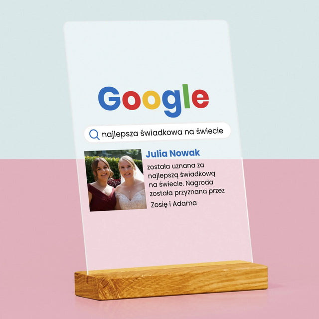 Zdjęcie I Podpis: Najlepsza Świadkowa Wynik Google - Wydruk Na Szkle Akrylowym