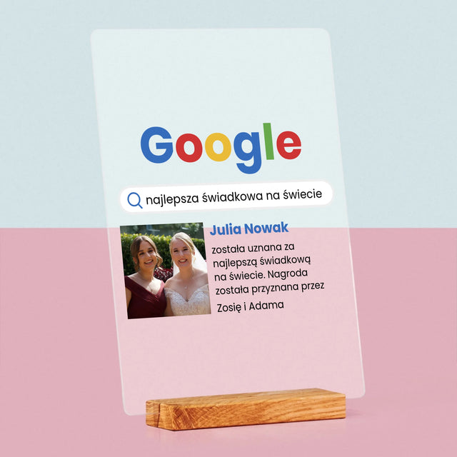 Zdjęcie I Podpis: Najlepsza Świadkowa Wynik Google - Wydruk Na Szkle Akrylowym