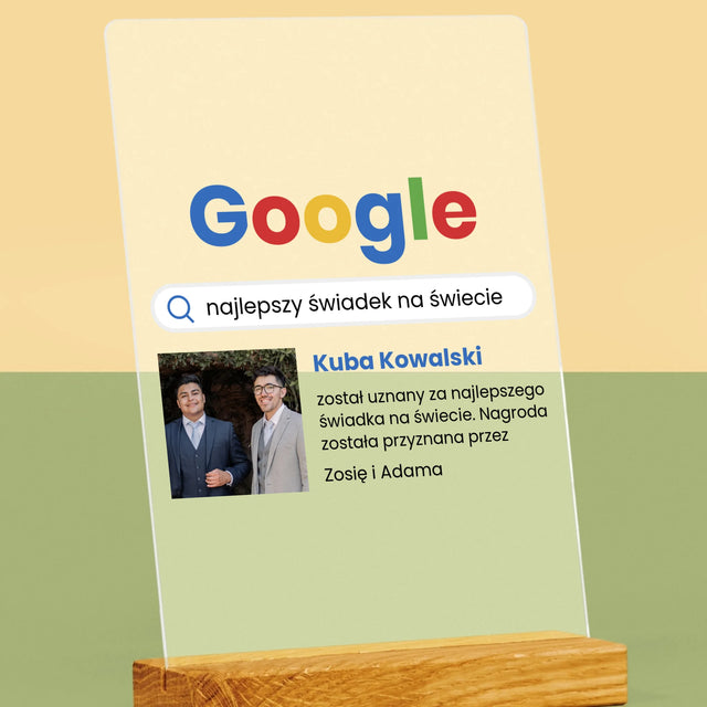 Zdjęcie I Podpis: Najlepszy Świadek Wynik Google - Wydruk Na Szkle Akrylowym