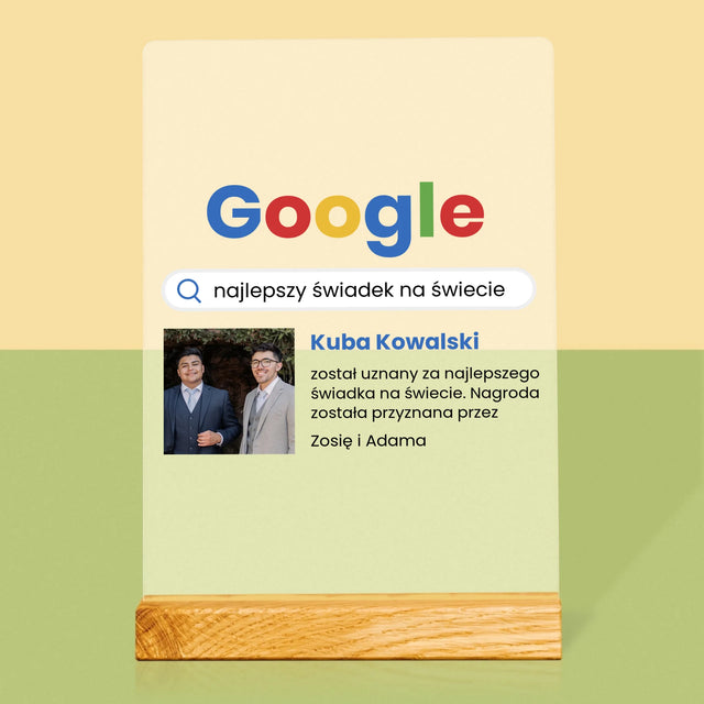 Zdjęcie I Podpis: Najlepszy Świadek Wynik Google - Wydruk Na Szkle Akrylowym