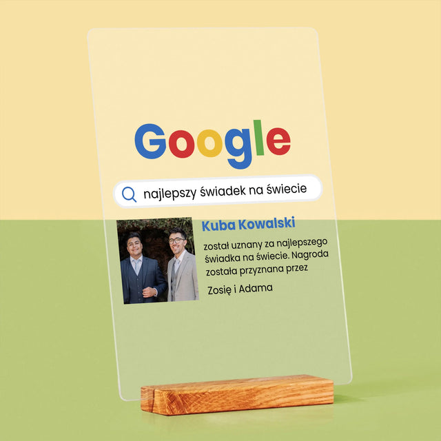 Zdjęcie I Podpis: Najlepszy Świadek Wynik Google - Wydruk Na Szkle Akrylowym