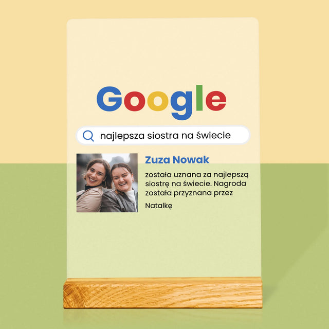 Zdjęcie I Podpis: Najlepsza Siostra Wynik Google - Wydruk Na Szkle Akrylowym