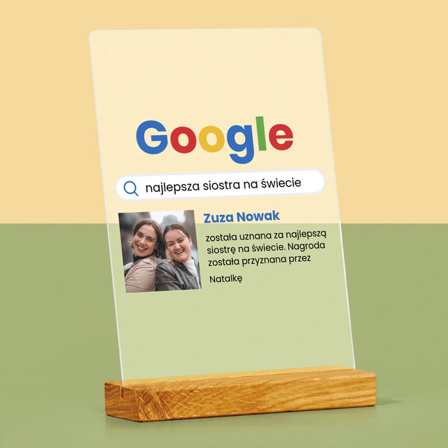 Zdjęcie I Podpis: Najlepsza Siostra Wynik Google - Wydruk Na Szkle Akrylowym