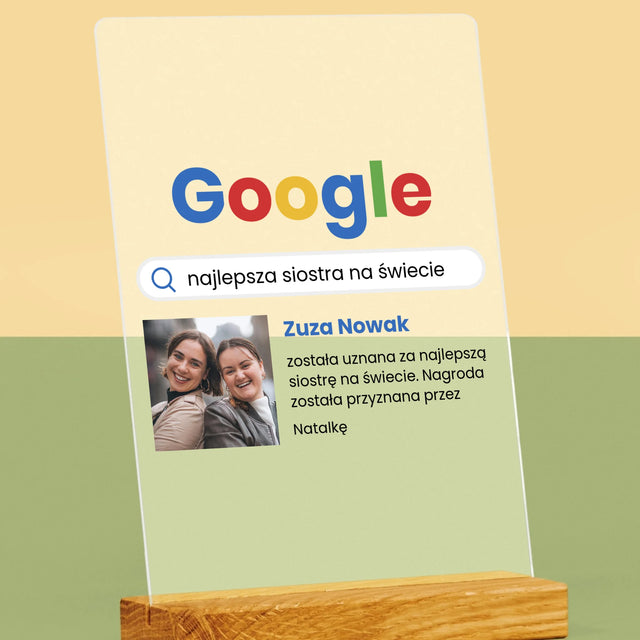 Zdjęcie I Podpis: Najlepsza Siostra Wynik Google - Wydruk Na Szkle Akrylowym