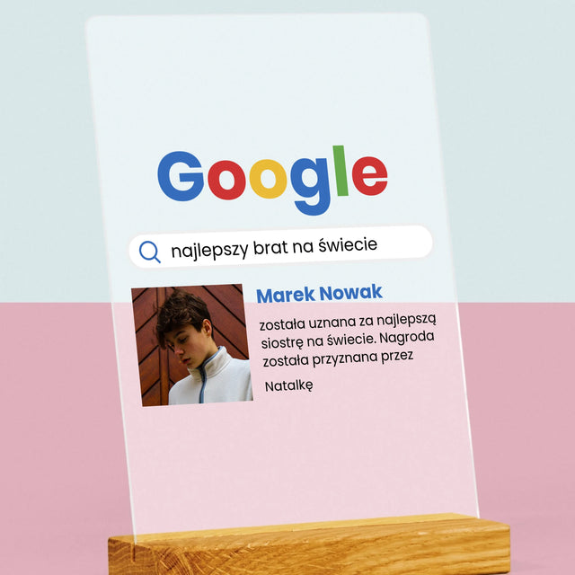 Zdjęcie I Podpis: Najlepszy Brat Wynik Google - Wydruk Na Szkle Akrylowym