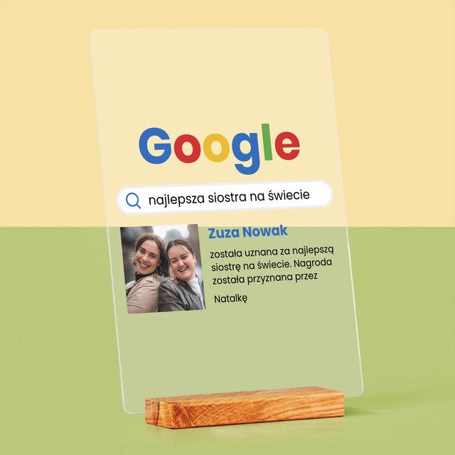 Zdjęcie I Podpis: Najlepsza Siostra Wynik Google - Wydruk Na Szkle Akrylowym