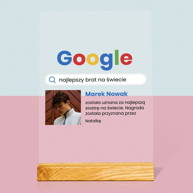 Zdjęcie I Podpis: Najlepszy Brat Wynik Google - Wydruk Na Szkle Akrylowym