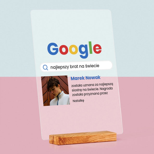 Zdjęcie I Podpis: Najlepszy Brat Wynik Google - Wydruk Na Szkle Akrylowym