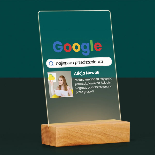 Zdjęcie I Podpis: Najlepsza Przedszkolanka Wynik Google - Wydruk Na Szkle Akrylowym