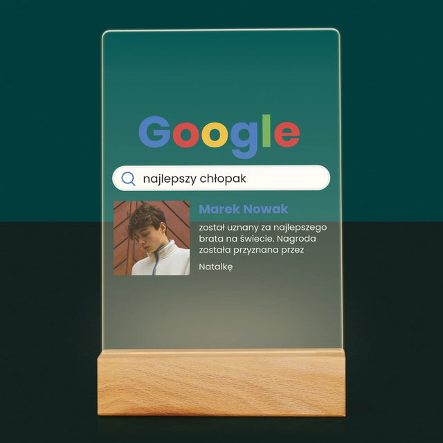 Zdjęcie I Podpis: Najlepszy Chłopak Wynik Google - Wydruk Na Szkle Akrylowym