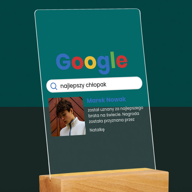 Zdjęcie I Podpis: Najlepszy Chłopak Wynik Google - Wydruk Na Szkle Akrylowym