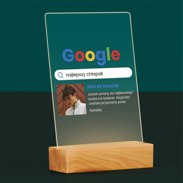 Zdjęcie I Podpis: Najlepszy Chłopak Wynik Google - Wydruk Na Szkle Akrylowym