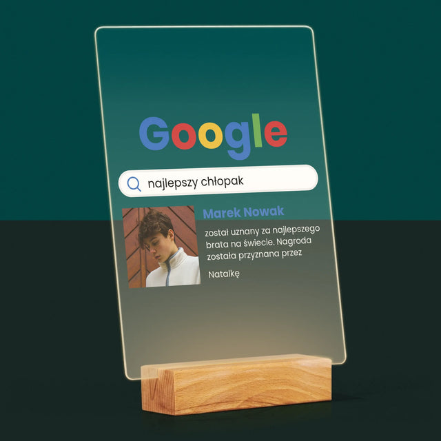 Zdjęcie I Podpis: Najlepszy Chłopak Wynik Google - Wydruk Na Szkle Akrylowym