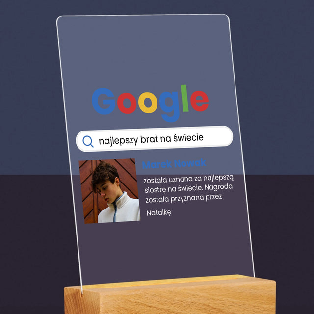Zdjęcie I Podpis: Najlepszy Brat Wynik Google - Wydruk Na Szkle Akrylowym