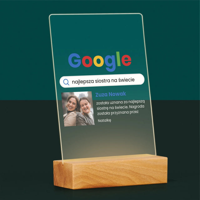 Zdjęcie I Podpis: Najlepsza Siostra Wynik Google - Wydruk Na Szkle Akrylowym