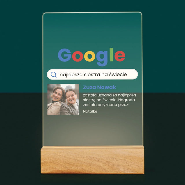 Zdjęcie I Podpis: Najlepsza Siostra Wynik Google - Wydruk Na Szkle Akrylowym