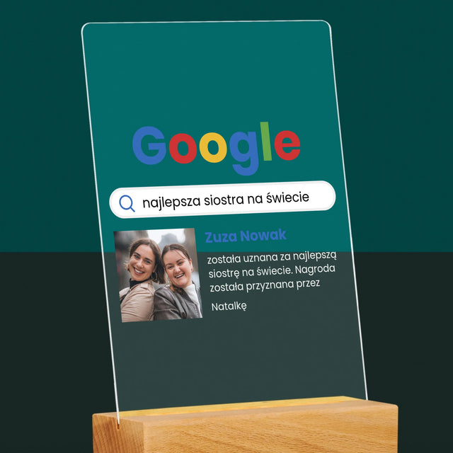 Zdjęcie I Podpis: Najlepsza Siostra Wynik Google - Wydruk Na Szkle Akrylowym