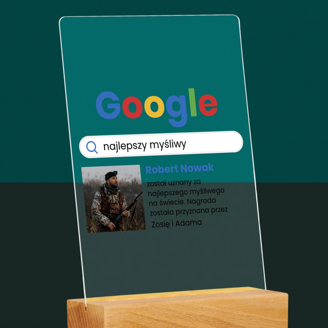 Zdjęcie I Podpis: Najlepszy Myśliwy Wynik Google - Wydruk Na Szkle Akrylowym