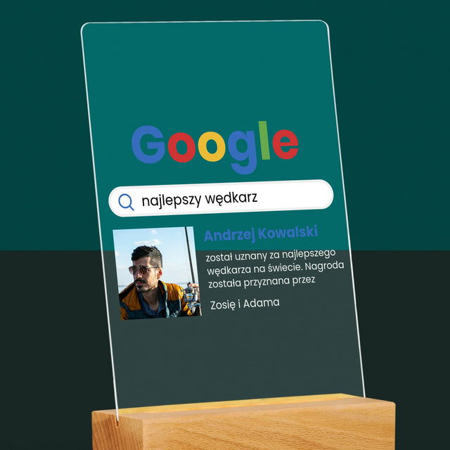 Zdjęcie I Podpis: Najlepszy Wędkarz Wynik Google - Wydruk Na Szkle Akrylowym