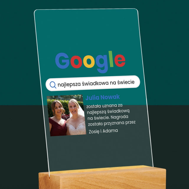 Zdjęcie I Podpis: Najlepsza Świadkowa Wynik Google - Wydruk Na Szkle Akrylowym