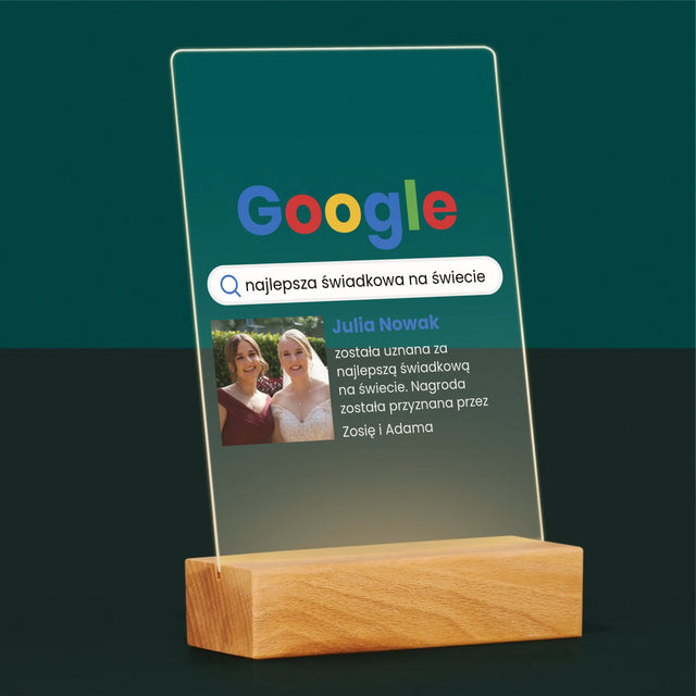 Zdjęcie I Podpis: Najlepsza Świadkowa Wynik Google - Wydruk Na Szkle Akrylowym