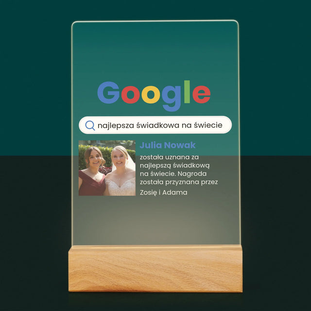 Zdjęcie I Podpis: Najlepsza Świadkowa Wynik Google - Wydruk Na Szkle Akrylowym