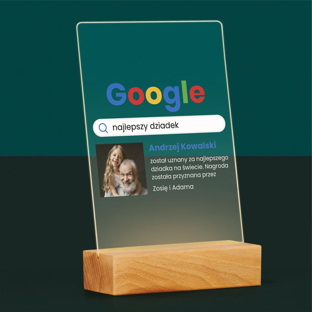 Zdjęcie I Podpis: Najlepszy Dziadek Wynik Google - Wydruk Na Szkle Akrylowym
