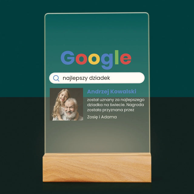 Zdjęcie I Podpis: Najlepszy Dziadek Wynik Google - Wydruk Na Szkle Akrylowym