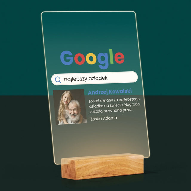 Zdjęcie I Podpis: Najlepszy Dziadek Wynik Google - Wydruk Na Szkle Akrylowym
