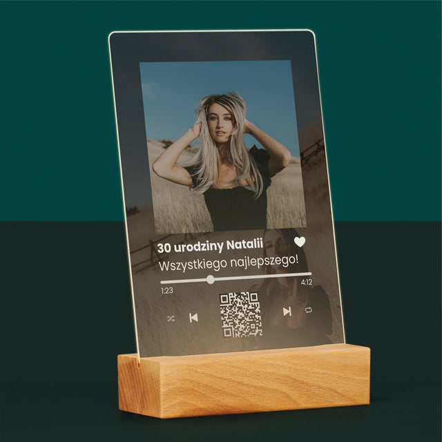 Zdjęcie I Podpis: Spotify Z Kodem Qr Na Urodziny - Wydruk Na Szkle Akrylowym