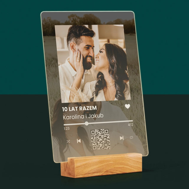 Zdjęcie I Podpis: Spotify Z Kodem Qr Na Rocznicę - Wydruk Na Szkle Akrylowym