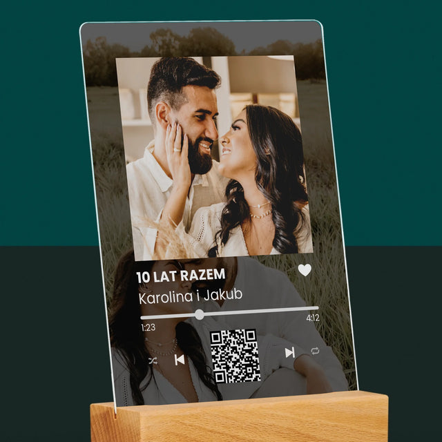 Zdjęcie I Podpis: Spotify Z Kodem Qr Na Rocznicę - Wydruk Na Szkle Akrylowym