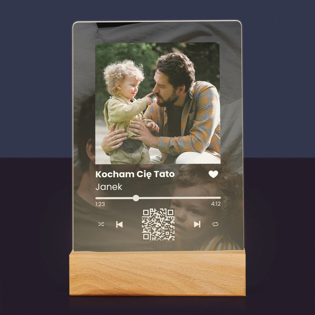Zdjęcie I Podpis: Spotify Z Kodem Qr Dla Taty - Wydruk Na Szkle Akrylowym