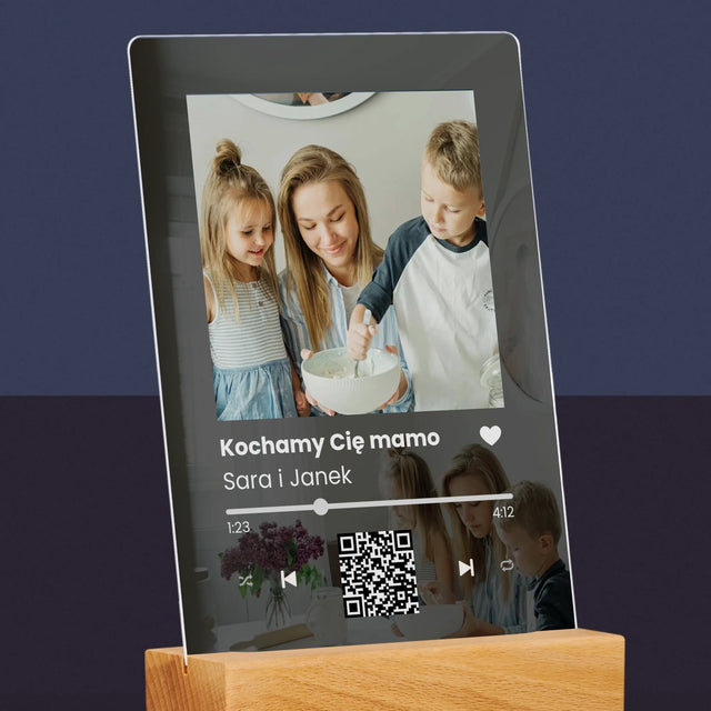 Zdjęcie I Podpis: Spotify Z Kodem Qr Dla Mamy - Wydruk Na Szkle Akrylowym