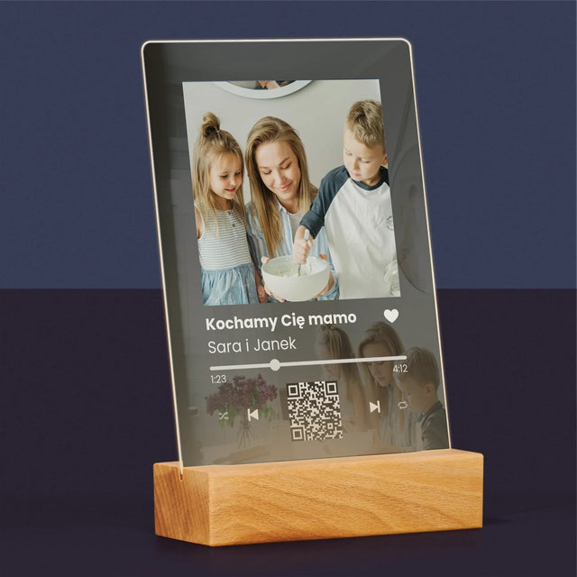 Zdjęcie I Podpis: Spotify Z Kodem Qr Dla Mamy - Wydruk Na Szkle Akrylowym