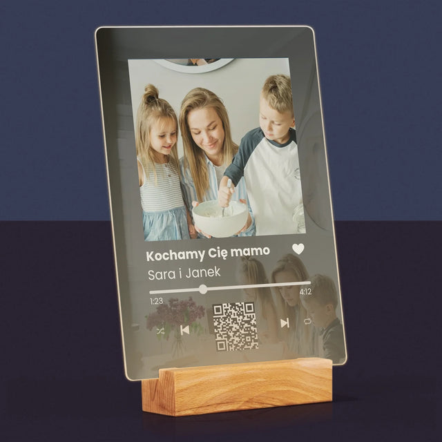 Zdjęcie I Podpis: Spotify Z Kodem Qr Dla Mamy - Wydruk Na Szkle Akrylowym