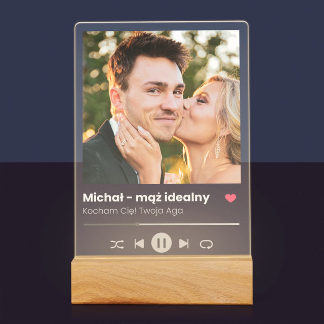 Zdjęcie I Podpis: Spotify Dla Męża - Wydruk Na Szkle Akrylowym