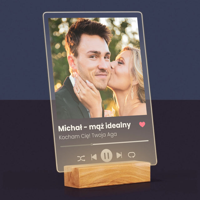 Zdjęcie I Podpis: Spotify Dla Męża - Wydruk Na Szkle Akrylowym