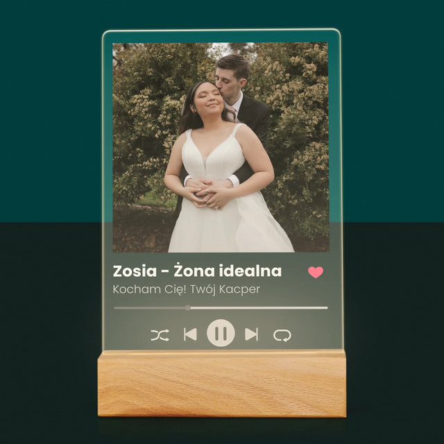 Zdjęcie I Podpis: Spotify Dla Żony - Wydruk Na Szkle Akrylowym