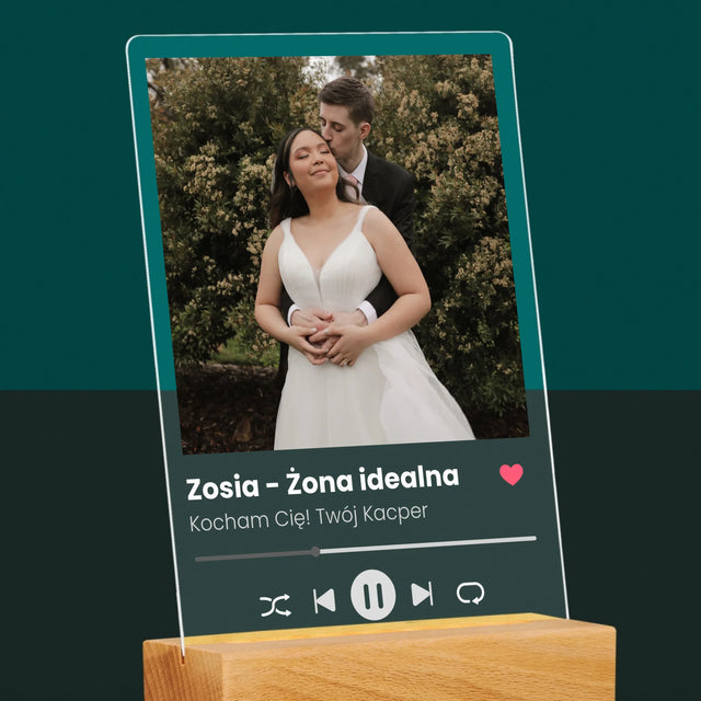 Zdjęcie I Podpis: Spotify Dla Żony - Wydruk Na Szkle Akrylowym