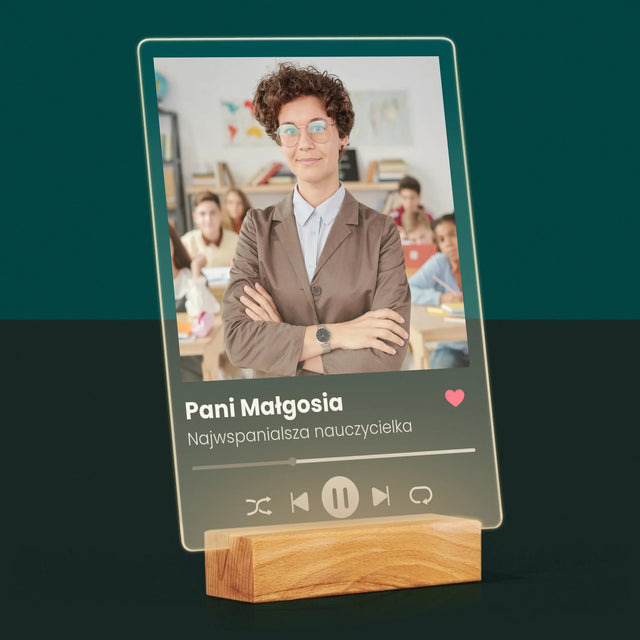 Zdjęcie I Podpis: Spotify Dla Nauczyciela - Wydruk Na Szkle Akrylowym