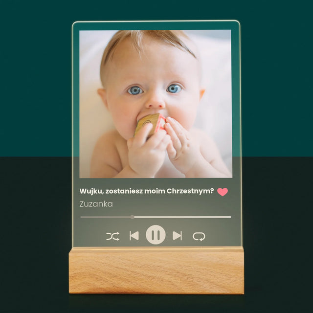 Zdjęcie I Podpis: Spotify Dla Chrzestnego - Wydruk Na Szkle Akrylowym
