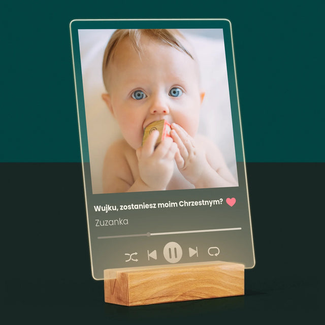 Zdjęcie I Podpis: Spotify Dla Chrzestnego - Wydruk Na Szkle Akrylowym