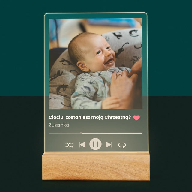 Zdjęcie I Podpis: Spotify Dla Chrzestnej - Wydruk Na Szkle Akrylowym