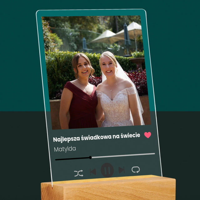 Zdjęcie I Podpis: Spotify Dla Świadkowej - Wydruk Na Szkle Akrylowym