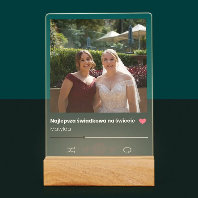 Zdjęcie I Podpis: Spotify Dla Świadkowej - Wydruk Na Szkle Akrylowym