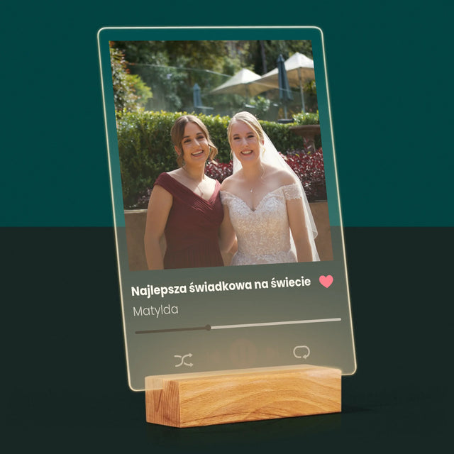 Zdjęcie I Podpis: Spotify Dla Świadkowej - Wydruk Na Szkle Akrylowym